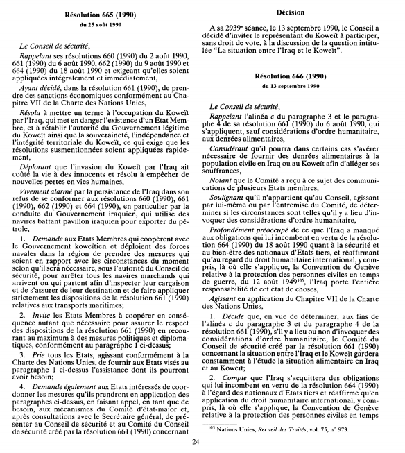 Resolution 666 1990 13 septembre irak